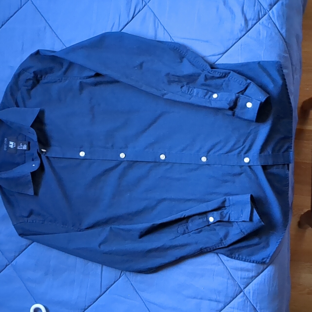 navy H&M slim fit Easy Iron dres shirt